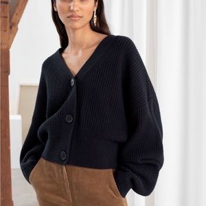 & Other Stories Balloon Sleeve Cropped Cardigan